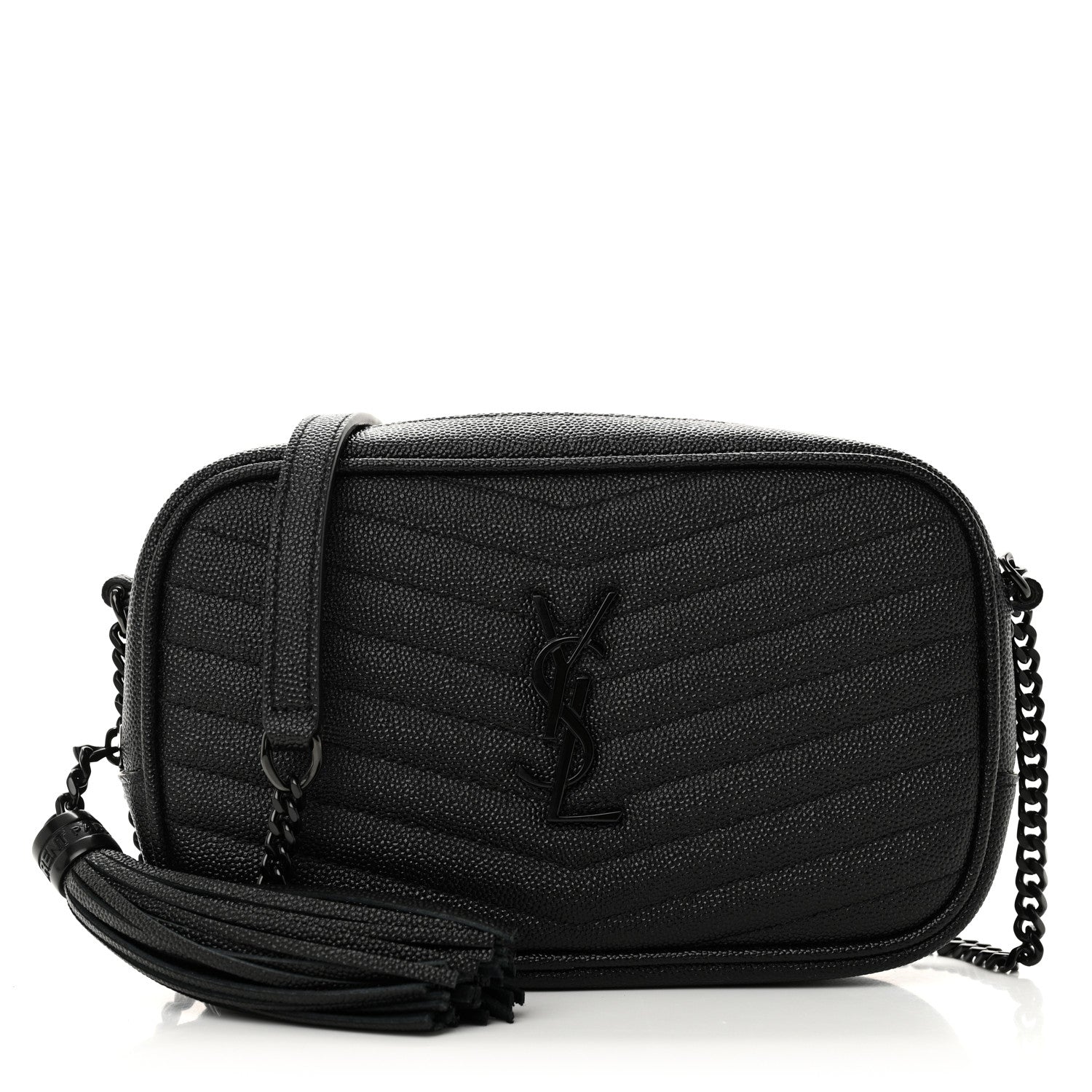 Saint Laurent Grain De Poudre Matelasse Monochrome Monogram Mini Lou Camera Bag Black 1 of 9
