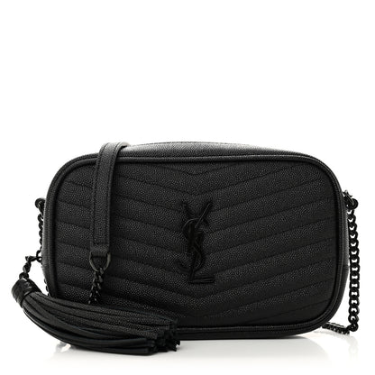 Saint Laurent Grain De Poudre Matelasse Monochrome Monogram Mini Lou Camera Bag Black 1 of 9