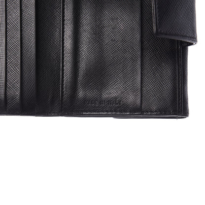 Prada Saffiano Tri-Fold Compact Wallet Black 9 of 10