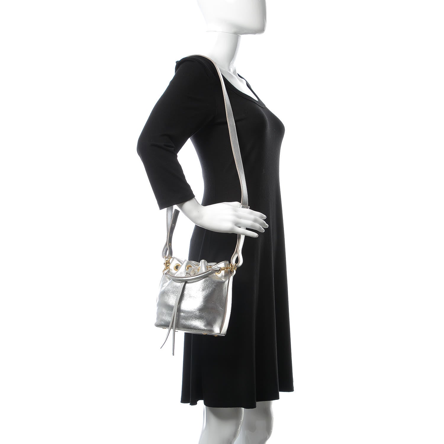 Saint Laurent Metallic Calfskin Small Emmanuelle Bucket Bag Silver 3 of 15
