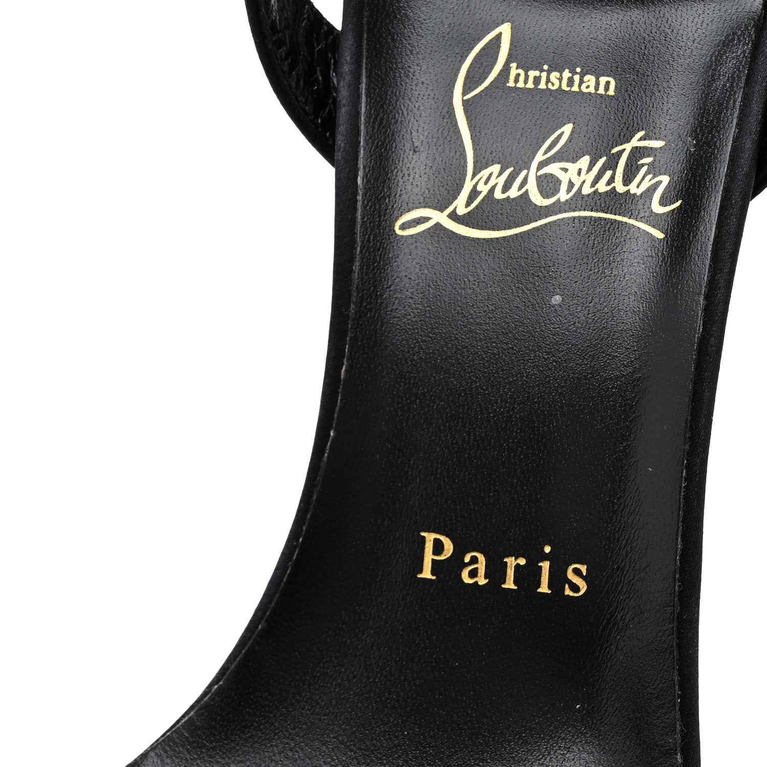 Christian Louboutin Satin Glossy Lipgloss Queen 100 Sandals 39 Black 8 of 11