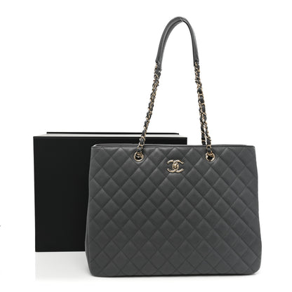 Chanel Caviar Quilted Large CC Shopping Tote Dark Grey 15 of 15