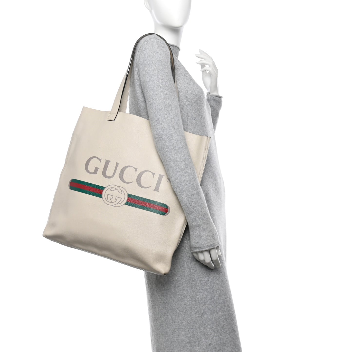 Calfskin Mens Logo Tote White