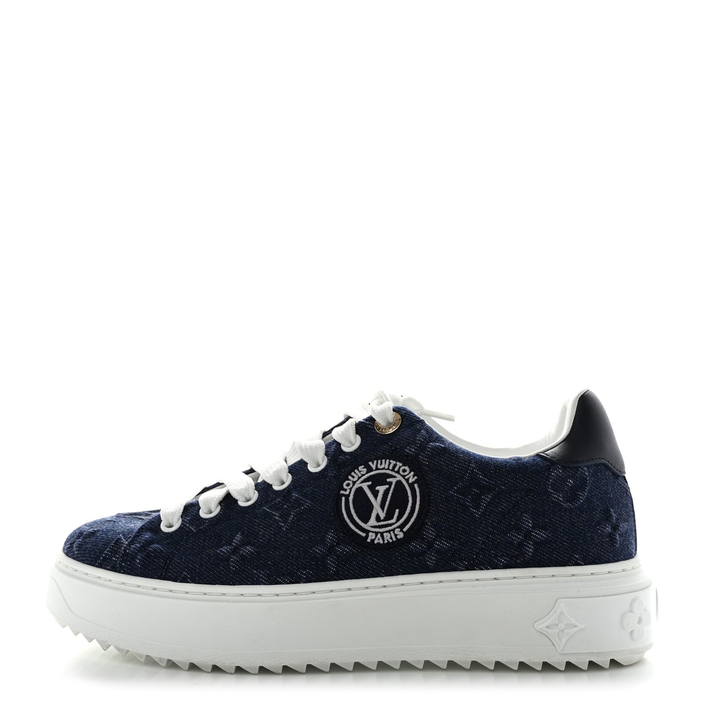Denim Monogram Debossed Time Out Sneakers 37.5 Blue