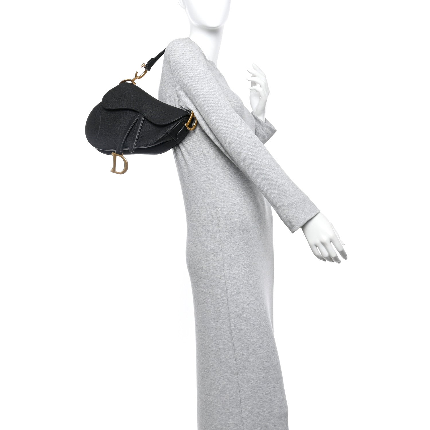 Christian Dior Grained Calfskin Saddle Bag Black 2 of 12