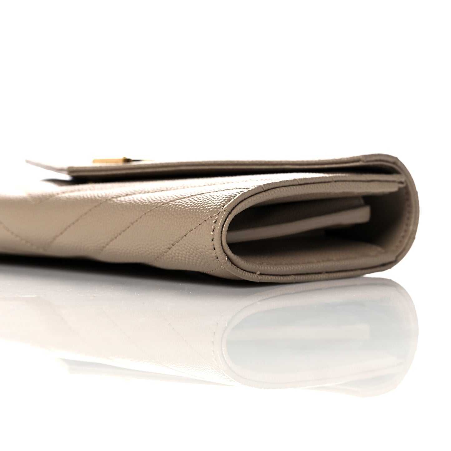 Grain De Poudre Matelasse Chevron Monogram Flap Wallet Taupe