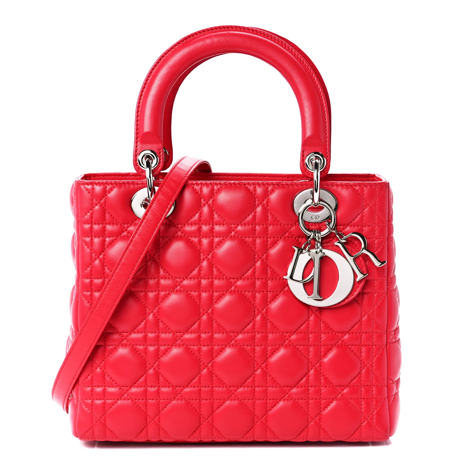 Christian Dior Lambskin Cannage Medium Lady Dior Red 1 of 11