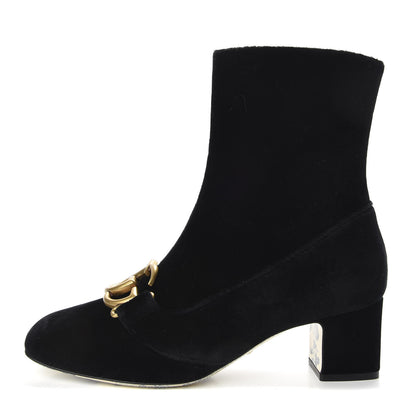 Gucci Softy Velvet Malaga Kid GG Victoire 55mm Ankle Boots 37.5 Black 1 of 10