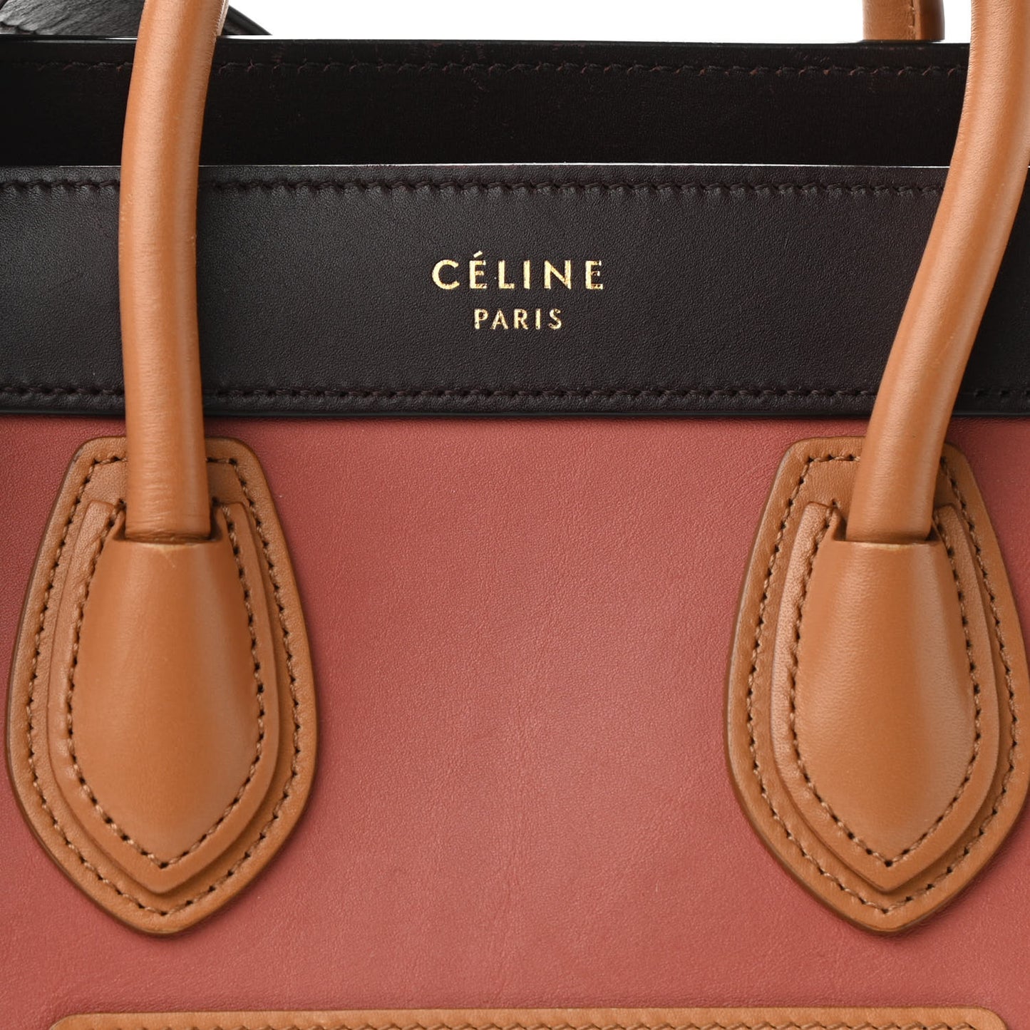 Smooth Calfskin Bullhide Nano Tri-Color Luggage Terracotta