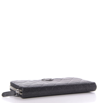 Chanel Glittered Calfskin Quilted Large Gusset Zip Wallet Black 4 of 10