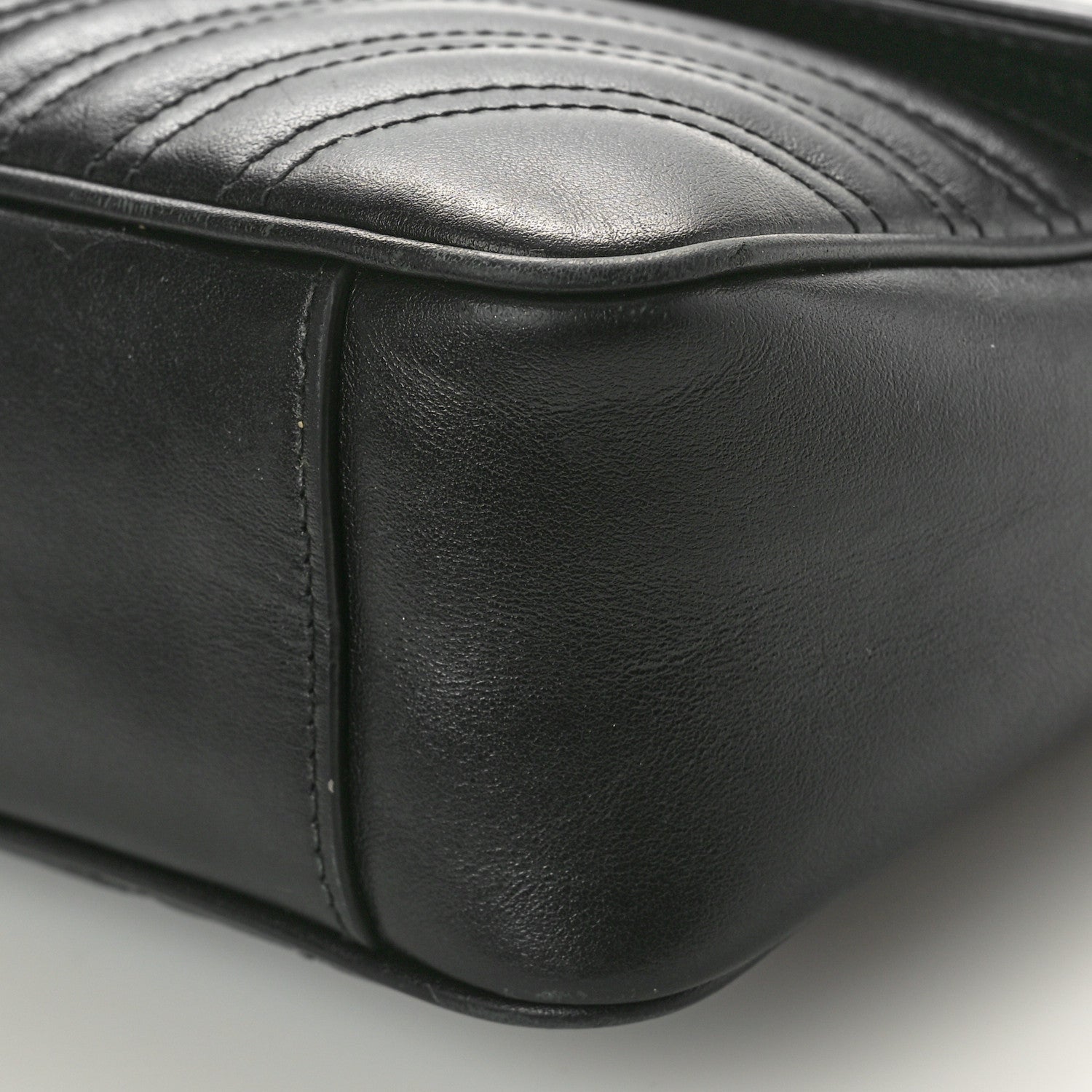 Gucci Calfskin Matelasse Monochrome Small GG Marmont Shoulder Bag Black 10 of 12