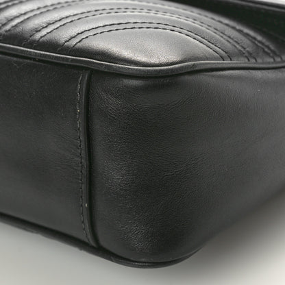 Gucci Calfskin Matelasse Monochrome Small GG Marmont Shoulder Bag Black 10 of 12