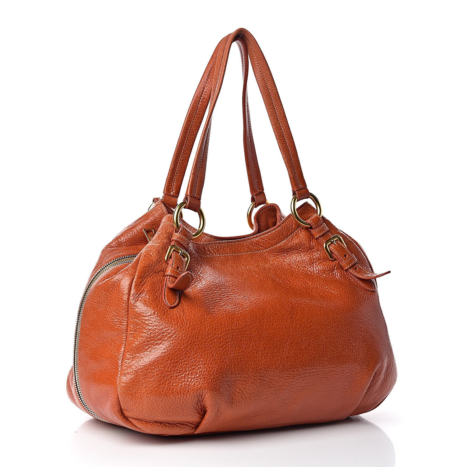 Prada Vitello Daino Zip Hobo Orange 3 of 10