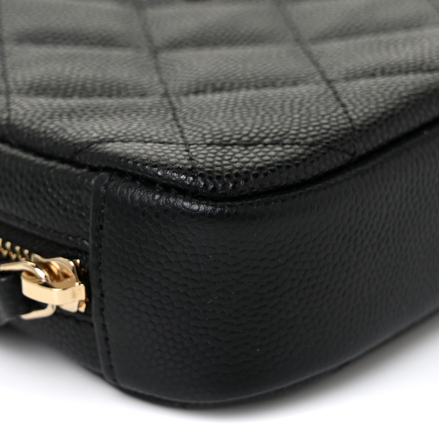 Caviar Quilted Small Curvy Pouch Cosmetic Case Black