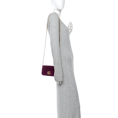 Gucci Velvet Matelasse GG Marmont Mini Bag Fuchsia Violet Cyclamen 2 of 9