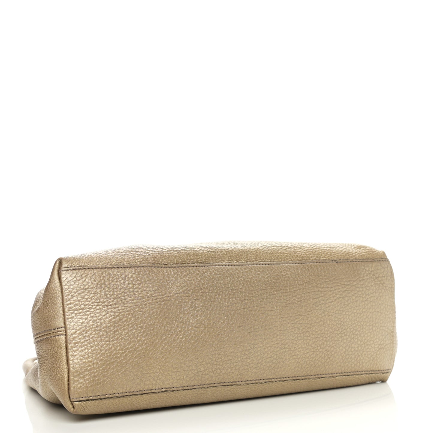 Metallic Pebbled Calfskin Medium Soho Chain Shoulder Bag Golden Beige
