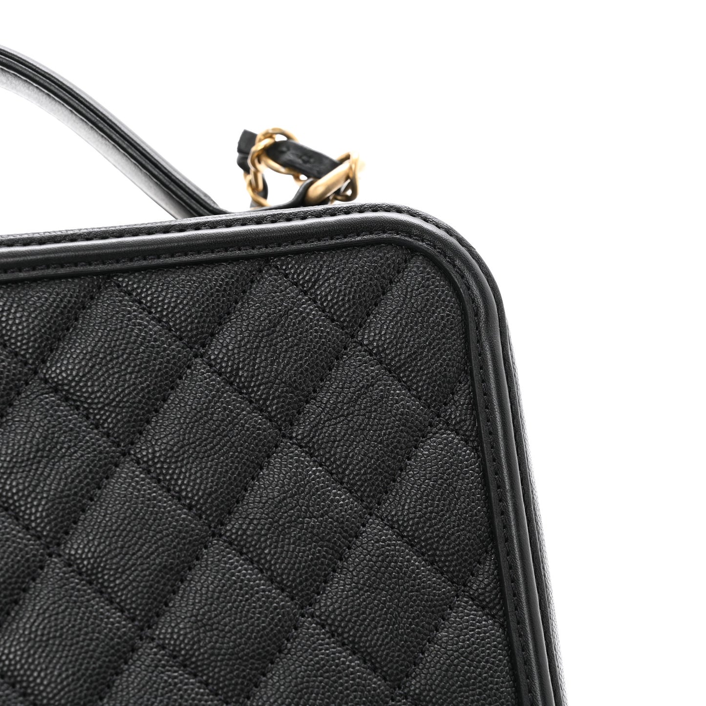 Caviar Quilted Large CC Filigree Vanity Case Black