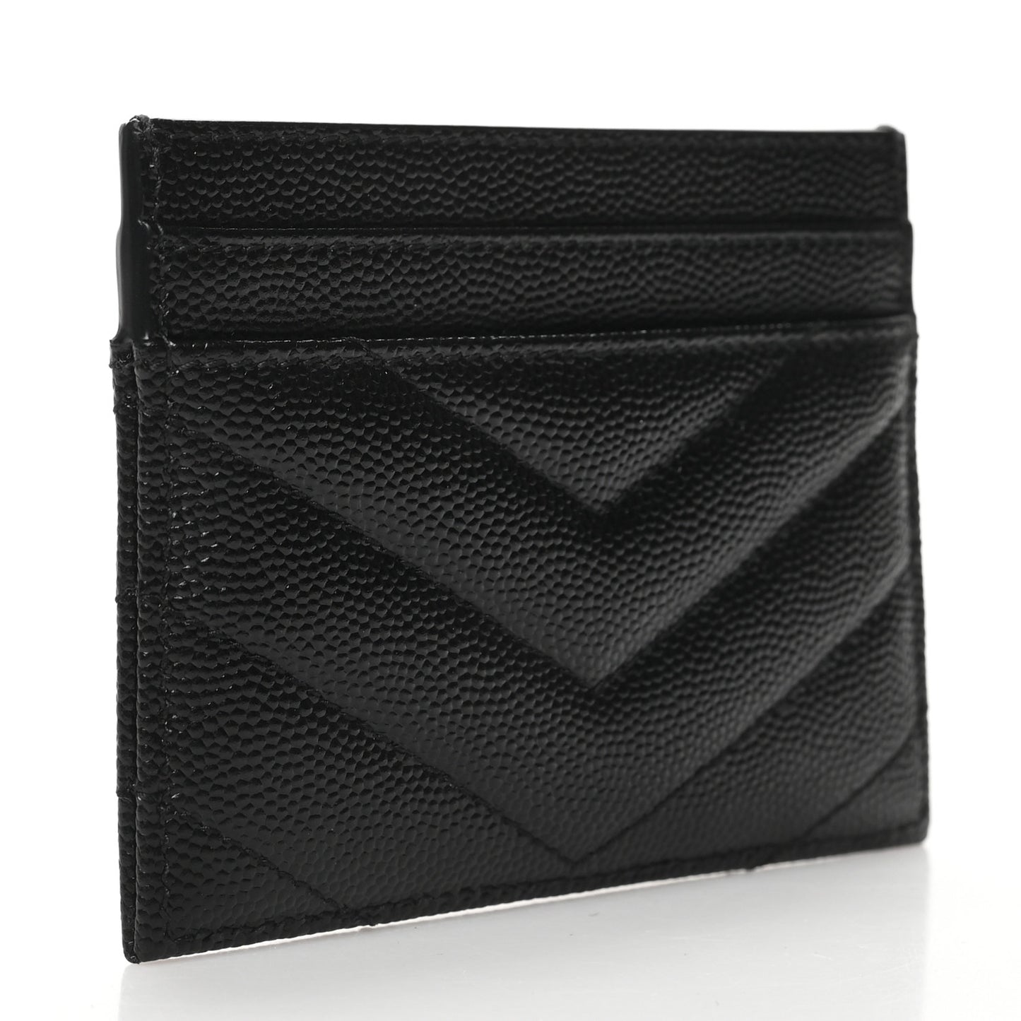 Grain De Poudre Matelasse Chevron Monogram Credit Card Case Black