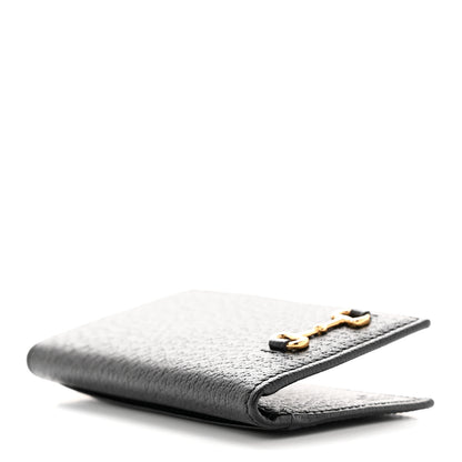 Gucci Textured Dollar Calfskin Horsebit Card Holder Black 4 of 7