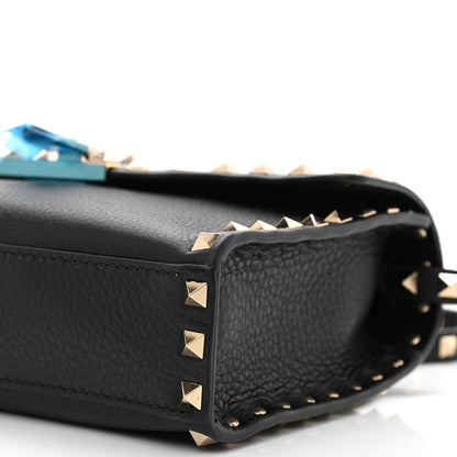 Valentino Garavani Pebbled Calfskin Medium Rockstud Flip Lock Crossbody Bag Black 8 of 8