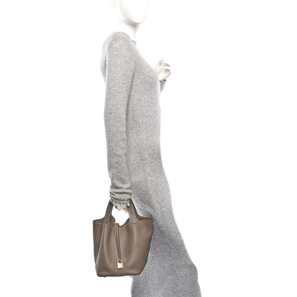 Hermes Taurillon Clemence Picotin Lock 22 MM Etoupe 2 of 10