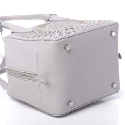 Alaia Calfskin Lux Laser Cut Studded Small Elga Top Handle Bag Grey 8 of 9