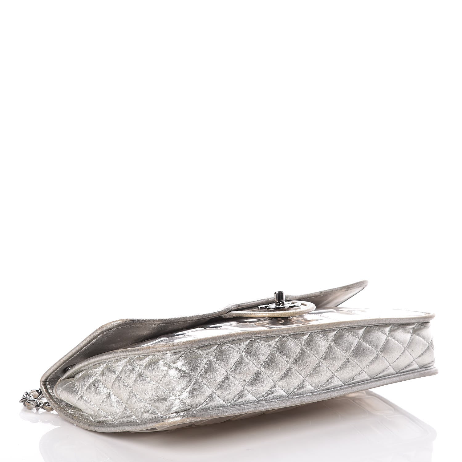 Chanel Vinyl Large Ice Cube Flap Silver 4 of 15