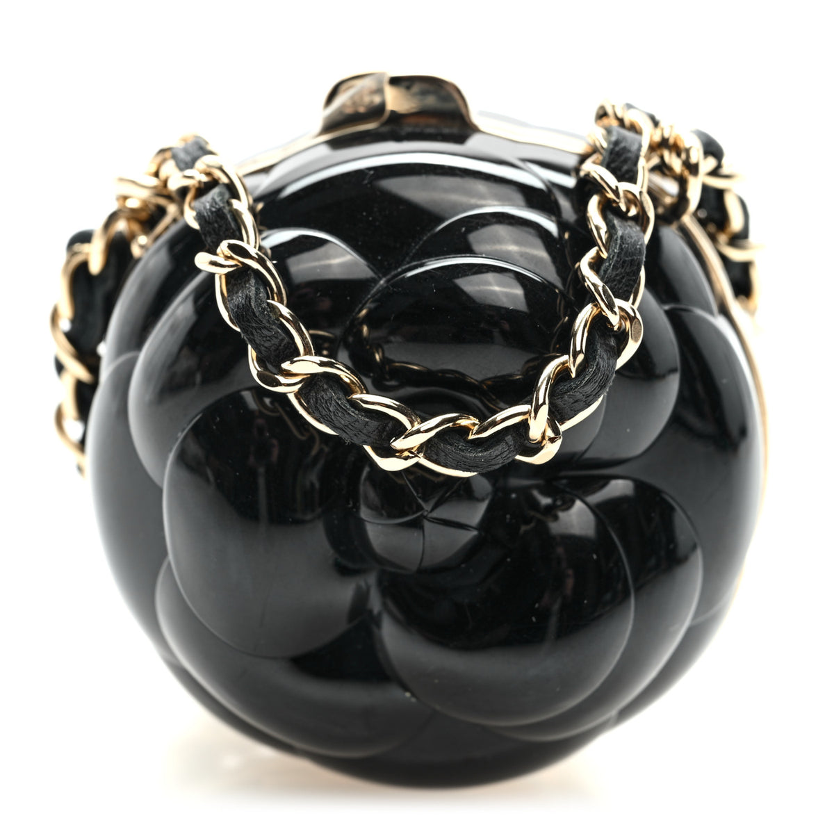 Chanel Resin Lambskin Camellia Clutch with Chain Black 1 of 10