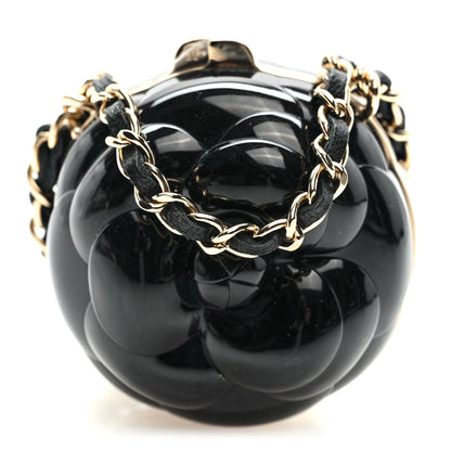 Chanel Resin Lambskin Camellia Clutch with Chain Black 1 of 10
