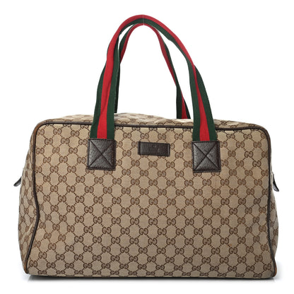Gucci GG Monogram Web Medium Collapsible Carry On Duffle Beige Brown 1 of 10