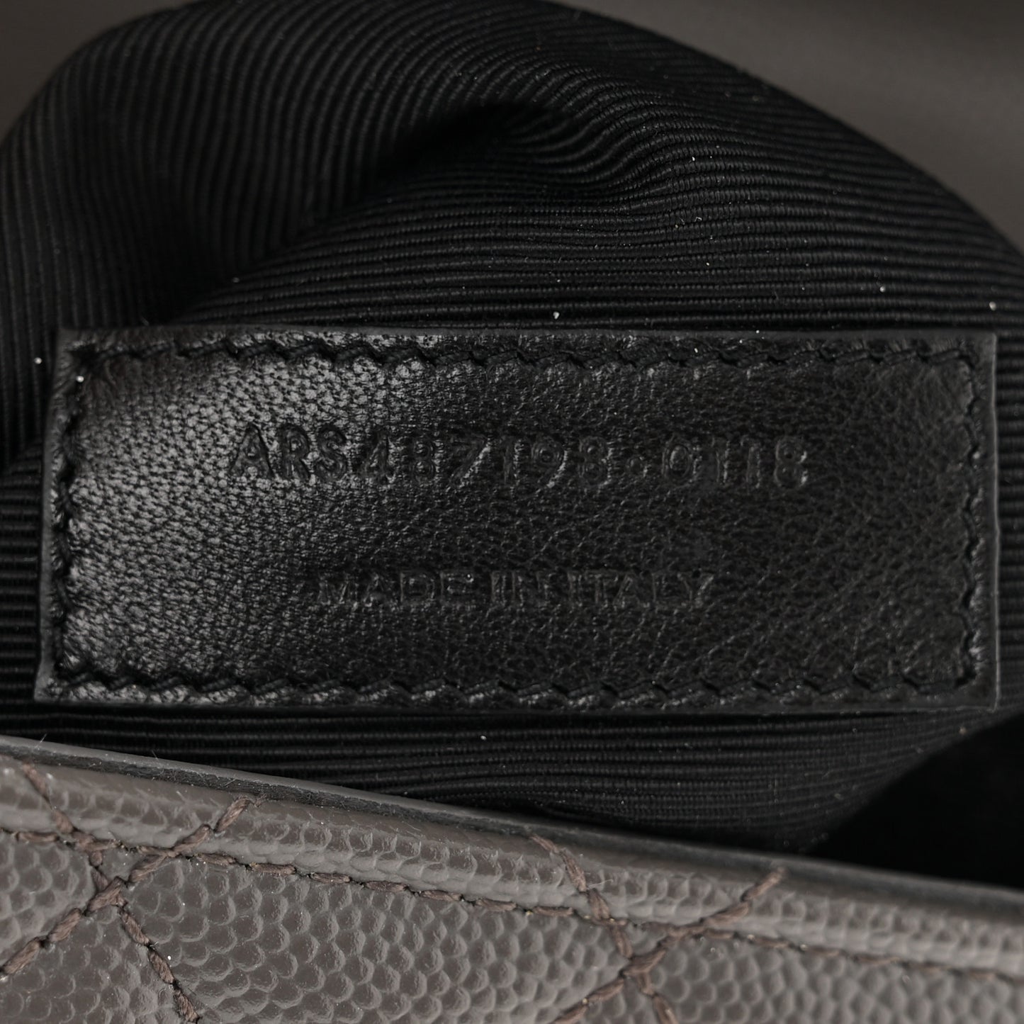 Grain De Poudre Textured Mixed Matelasse Triquilt Large Monogram Satchel Asphalt