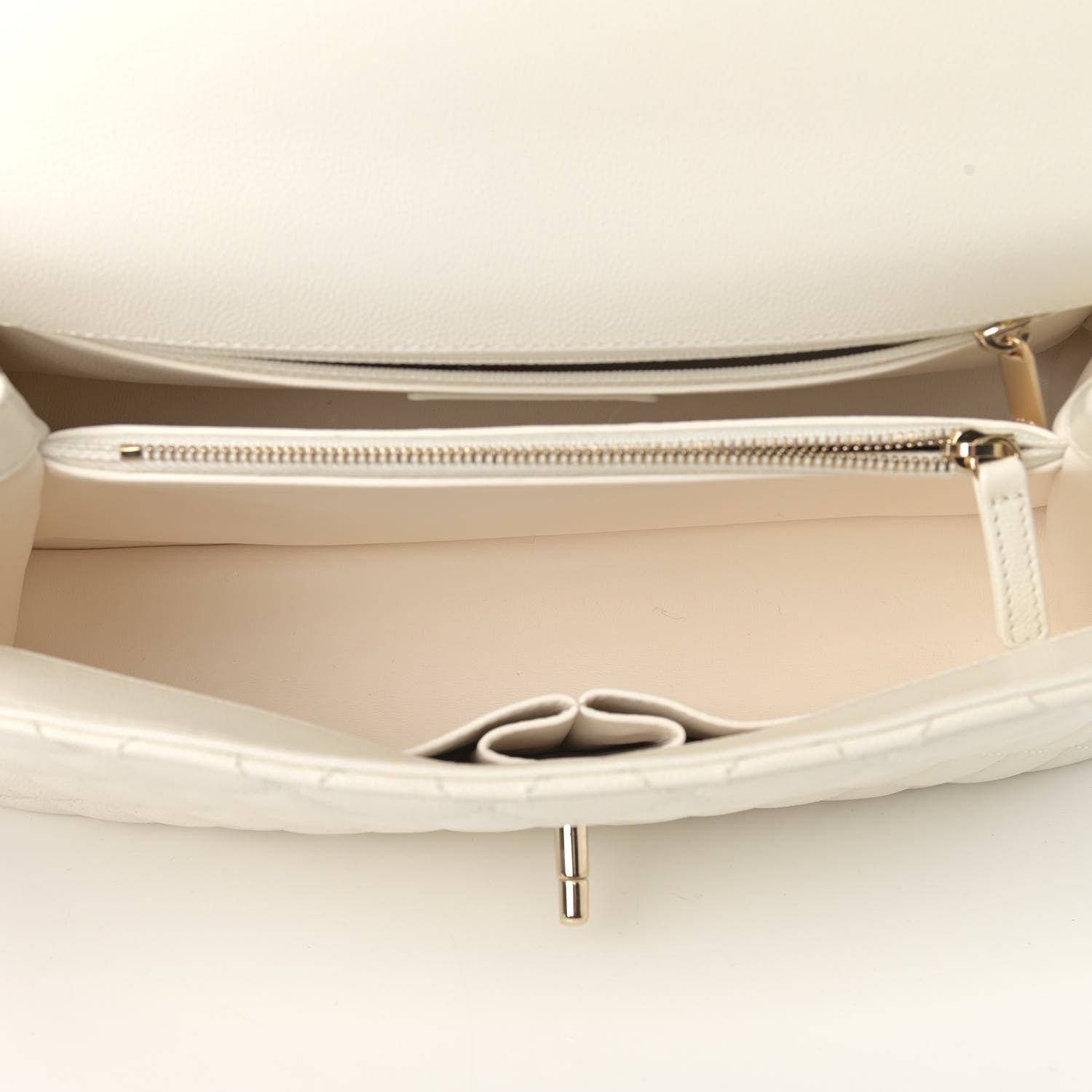 Chanel Caviar Quilted Small Coco Handle Flap White 5 of 9
