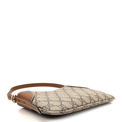 Gucci GG Monogram Calfskin Small Emblem Shoulder Bag Beige Dark Brown 4 of 11