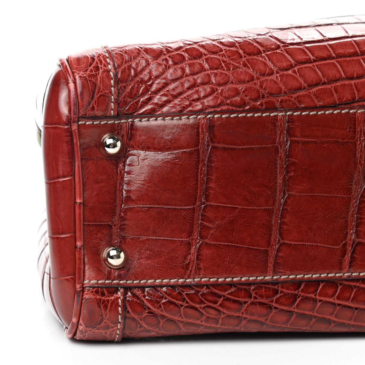 Gucci Crocodile Lock Tote Red 6 of 9