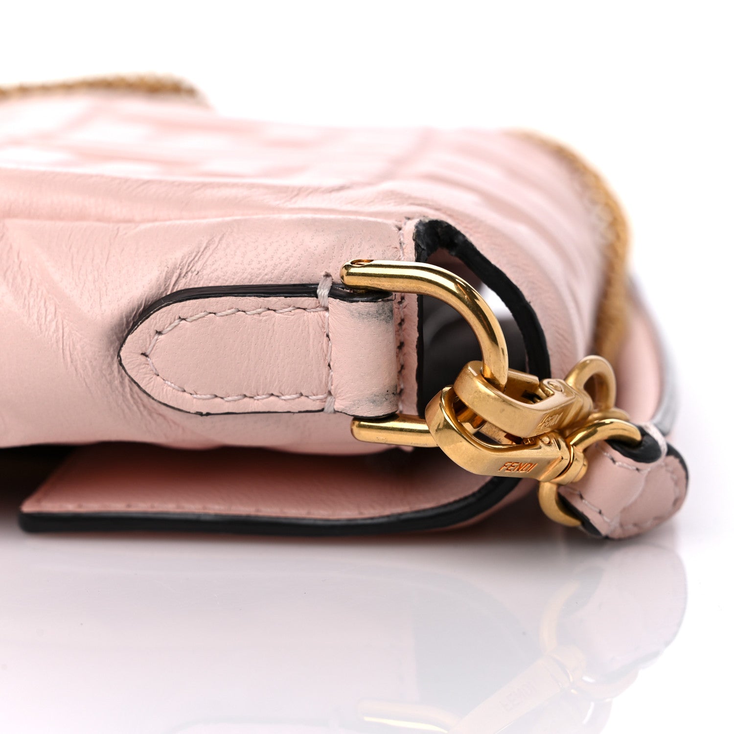 Fendi Nappa FF 1974 Embossed Mini Baguette Rosa Quarzo 12 of 13