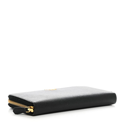 Prada Saffiano Metal Zip Around Wallet Black 4 of 13