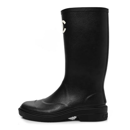 Chanel Caoutchouk CC High Boots 37 Black 1 of 8