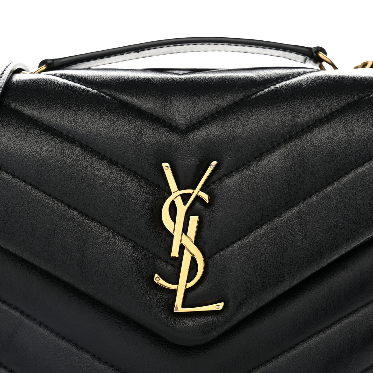 Calfskin Y Quilted Monogram Small Loulou Chain Satchel Black