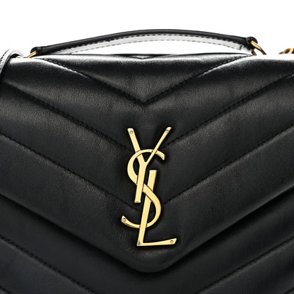 Saint Laurent Calfskin Y Quilted Monogram Small Loulou Chain Satchel Black 7 of 9