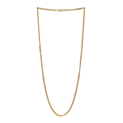 Christian Dior Metal Crystal Chain Long Necklace Gold 3 of 5