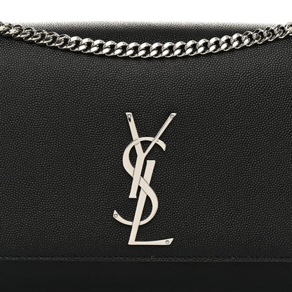 Saint Laurent Grain De Poudre Medium Classic Monogram Kate Satchel Black 7 of 9