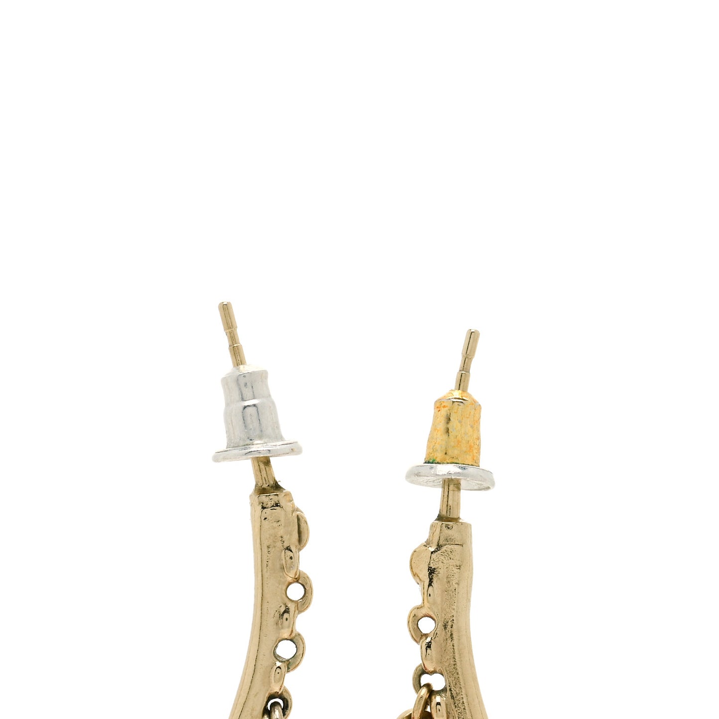 Crystal Bead CC Charm Hoop Earrings Pink Gold