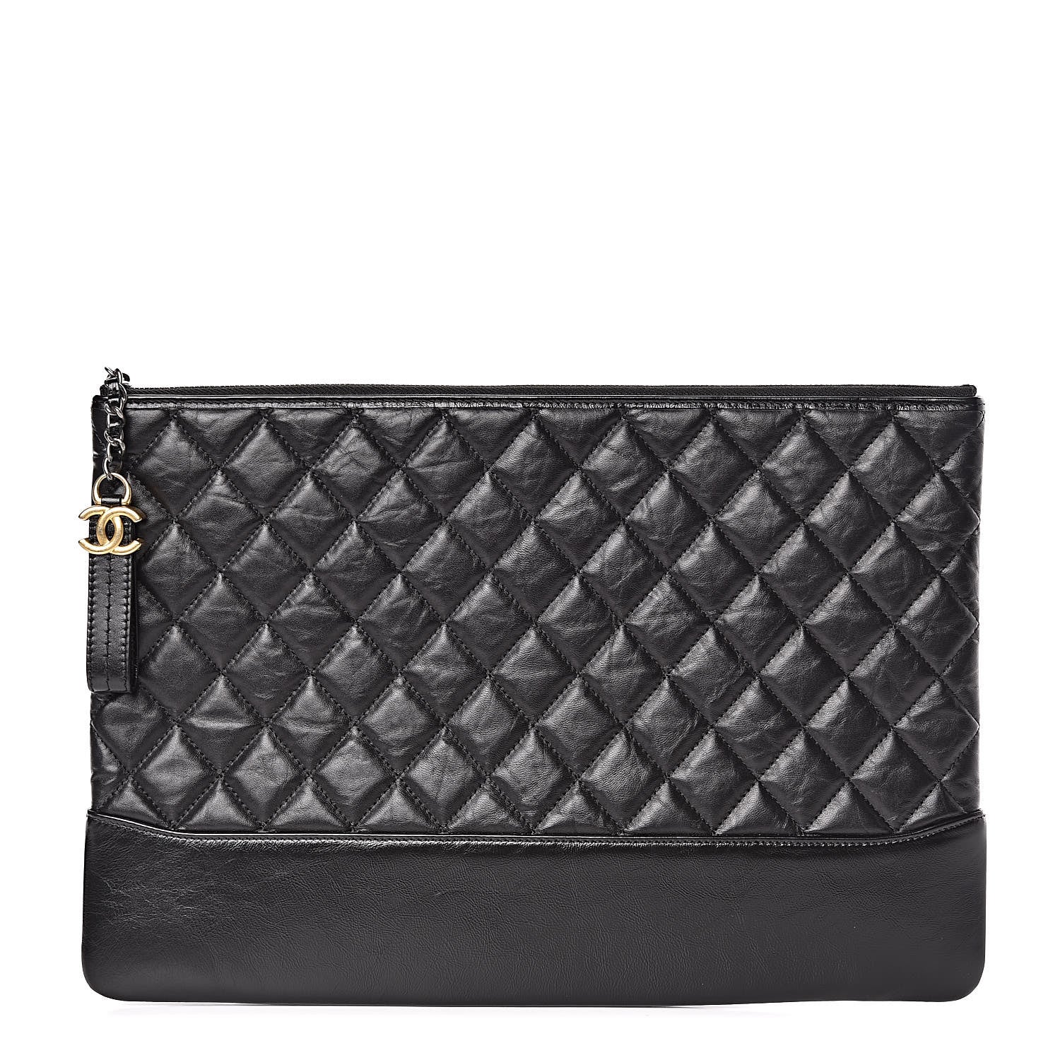 Chanel Aged Calfskin Quilted Large Gabrielle Cosmetic Case Black 1 of 9