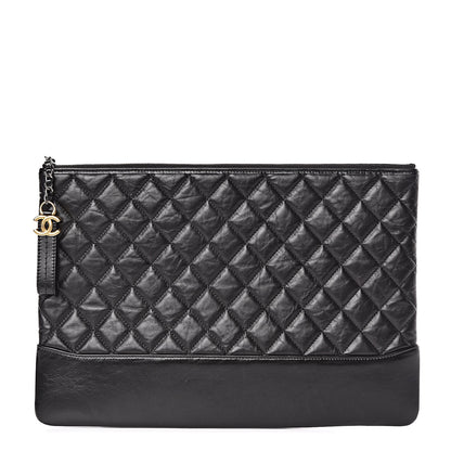 Chanel Aged Calfskin Quilted Large Gabrielle Cosmetic Case Black 1 of 9