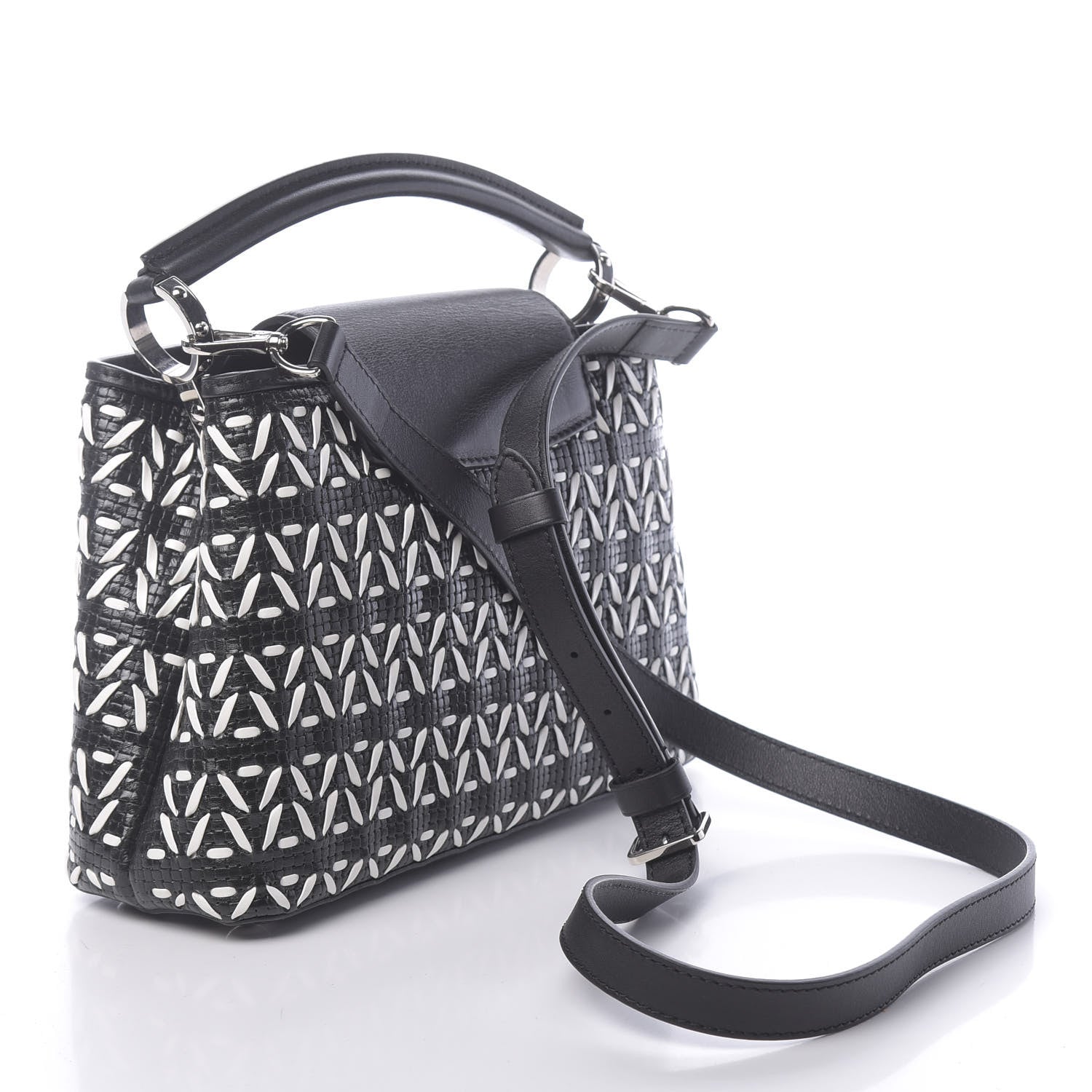 Louis Vuitton Calfskin Plaited Capucines BB Black 3 of 9