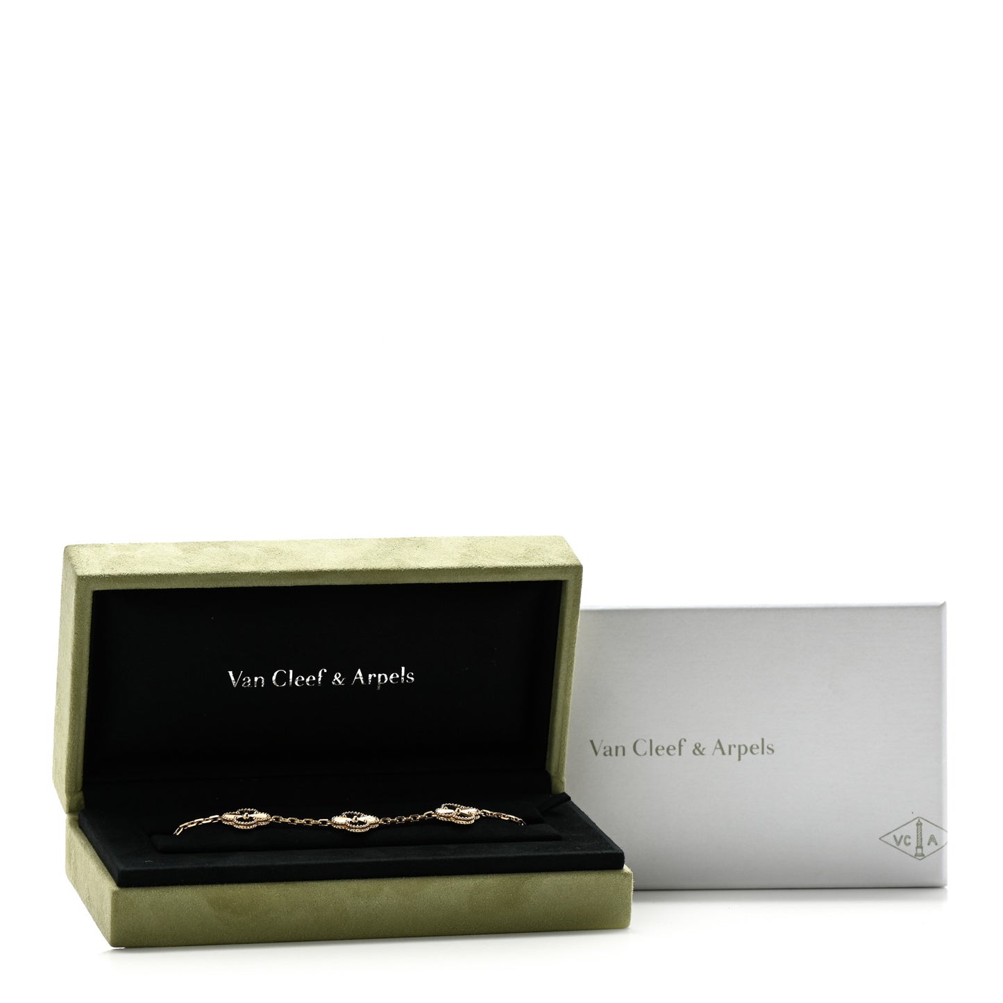 18K Yellow Gold 5 Motifs Guilloche Vintage Alhambra Bracelet