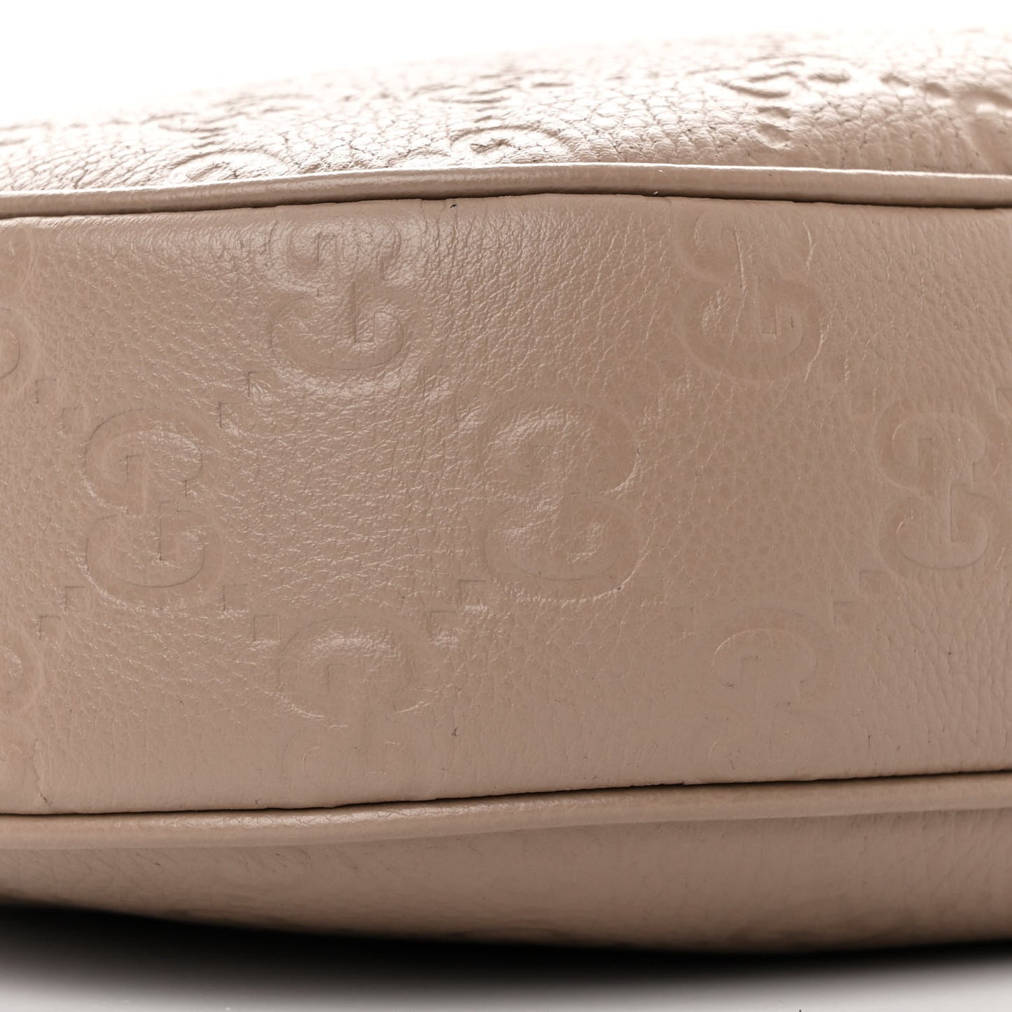 GG Grainy Calfskin Emblem Large Half Moon Shoulder Bag Taupe