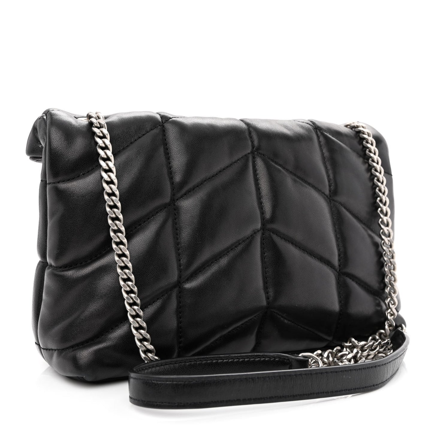 Lambskin Quilted Toy Loulou Puffer Monogram Chain Satchel Black