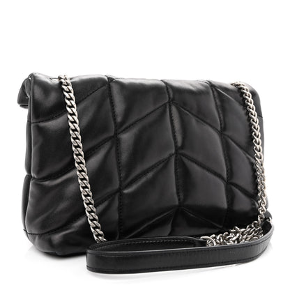 Saint Laurent Lambskin Quilted Toy Loulou Puffer Monogram Chain Satchel Black 2 of 9