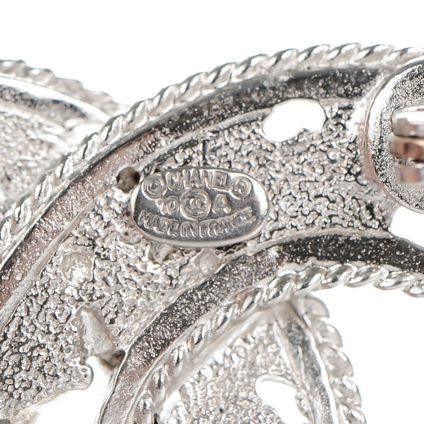 Enamel CC Cutout Brooch Silver